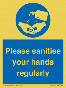 Please sanitise your hands regularly